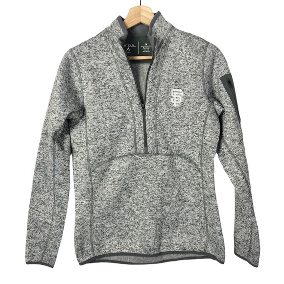 Antigua San Francisco Giants Heather Gray Half Zip Pullover Sweatshirt M - Picture 1 of 4
